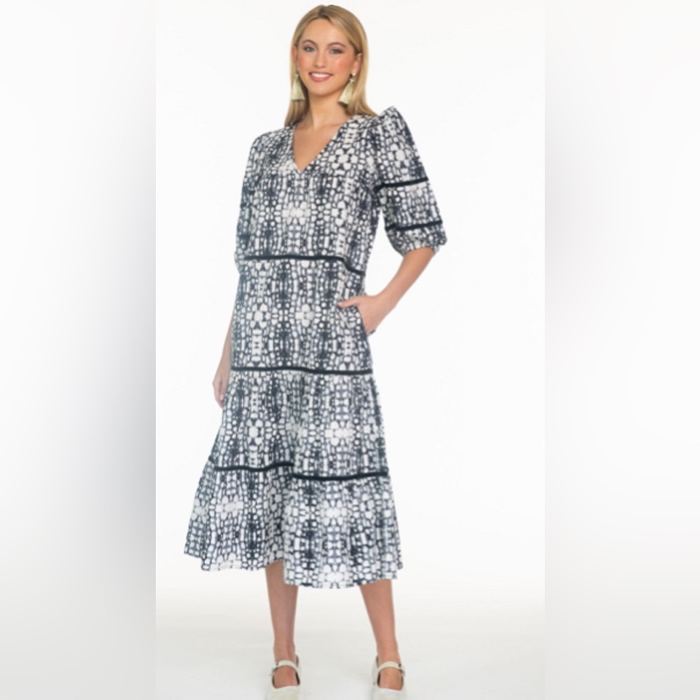 Olivia James The Label Georgia Black Croc Midi Dress‎ / SZ M